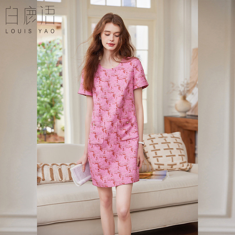 白鹿语小香风提花短裙25夏新款复古优雅甜美短袖小众女式连衣裙,女装/女士精品,连衣裙,淘宝优惠券,粉丝福利购,淘宝优惠卷