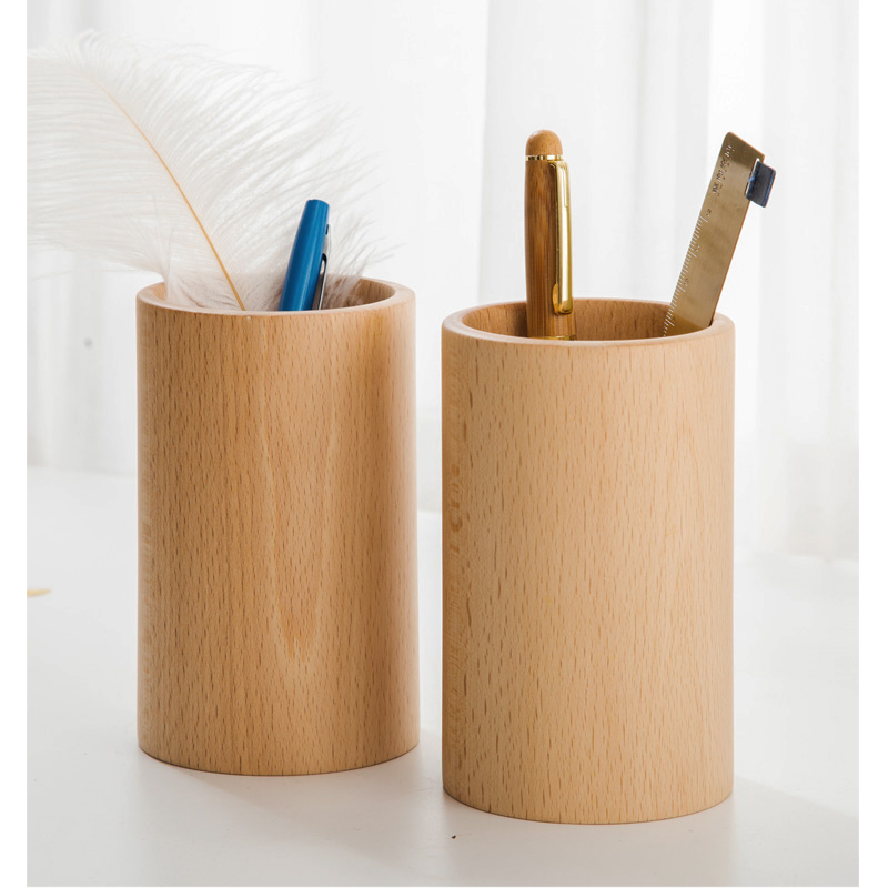榉木实木笔筒多功能收纳桶