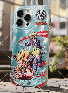 iphone16七龙珠Z手机壳iPhone14/13/12/11/15ProMax镭射硅胶保护壳苹果16Plus透明动漫卡通二次元小众贝吉塔