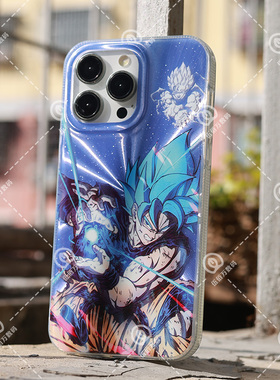 iphone16七龙珠手机壳13/14plus/15promax动漫贝吉塔12ProMax镭射二次元周边11硅胶全包苹果16ProMax硬壳悟空