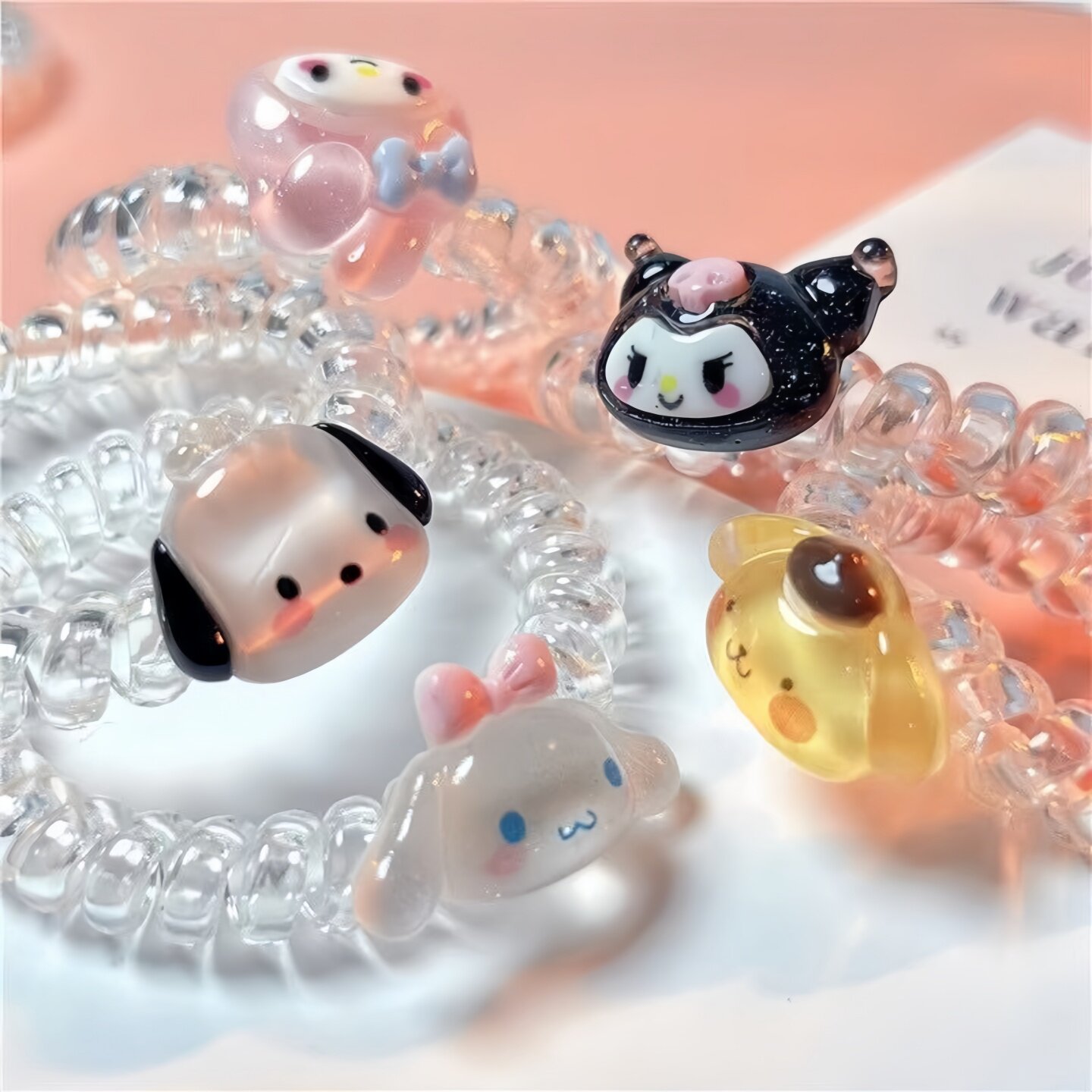 甜美可爱卡通透明电话线发圈女动物造型发饰头绳日系扎马尾少女