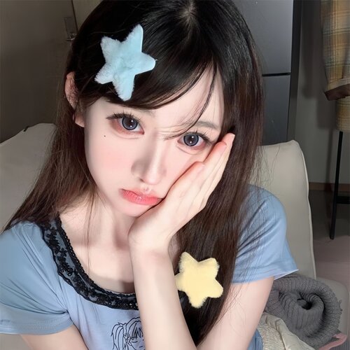 甜美日系毛绒五角星刘海夹发饰