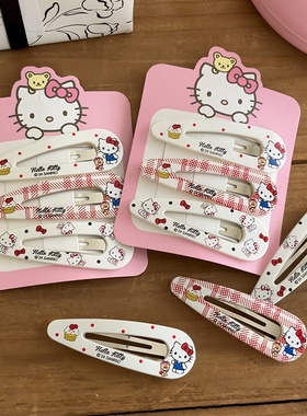 少女心发夹波点格纹kt猫发卡女侧边甜美百搭掰掰夹碎发刘海固定夹