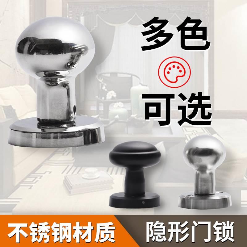 门锁 隐形门单面锁黑色304不锈钢亮铬背景墙后门静音室内门暗装式