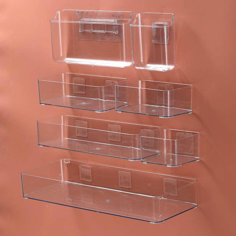 厨房挂件置物架亚克力透明壁挂式收纳盒挂架调料品瓶罐筷叉勺整理