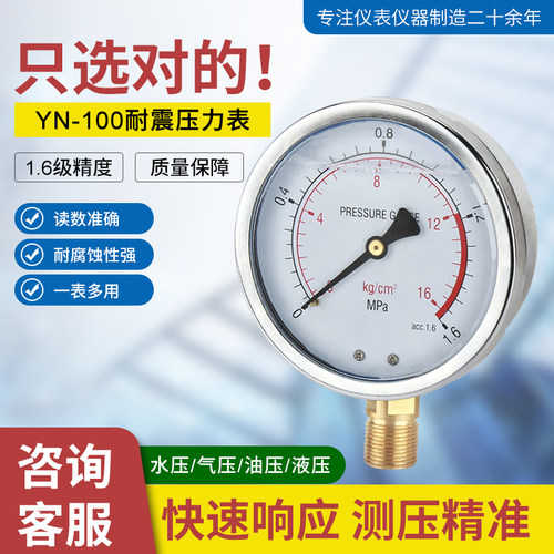YN-100耐震不锈钢真空多用表