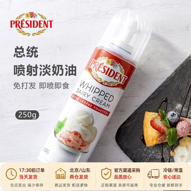 总统喷射淡稀奶油罐装家用即食免打发动物咖啡专用喷罐