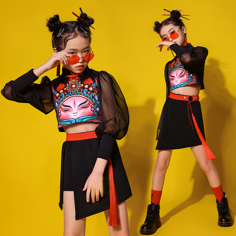 兔兔牙女童国潮街舞嘻哈走秀服