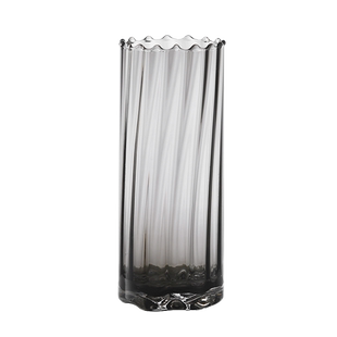 北欧简约创意花边直筒透明玻璃插花瓶水养富贵竹百合客厅餐桌摆件