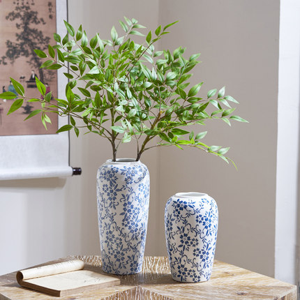 新中式青花瓷花瓶陶瓷摆件复古客厅水养绿植鲜花插花高级感景德镇