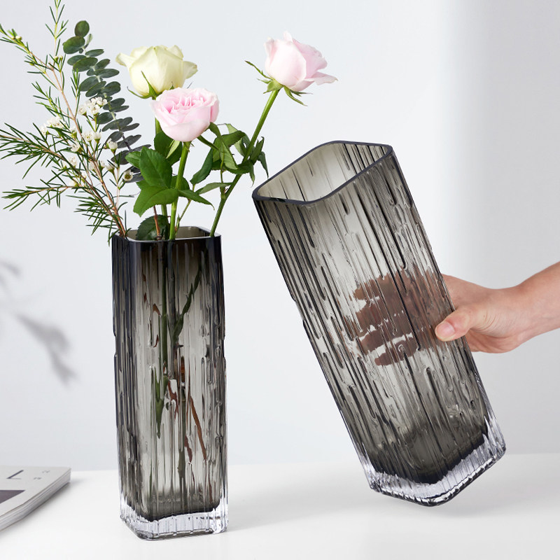 北欧风轻奢玻璃花瓶透明方口创意简约网红ins富贵竹水养插花摆件,鲜花速递/花卉仿真/绿植园艺,花瓶,淘宝优惠券,粉丝福利购,淘宝优惠卷