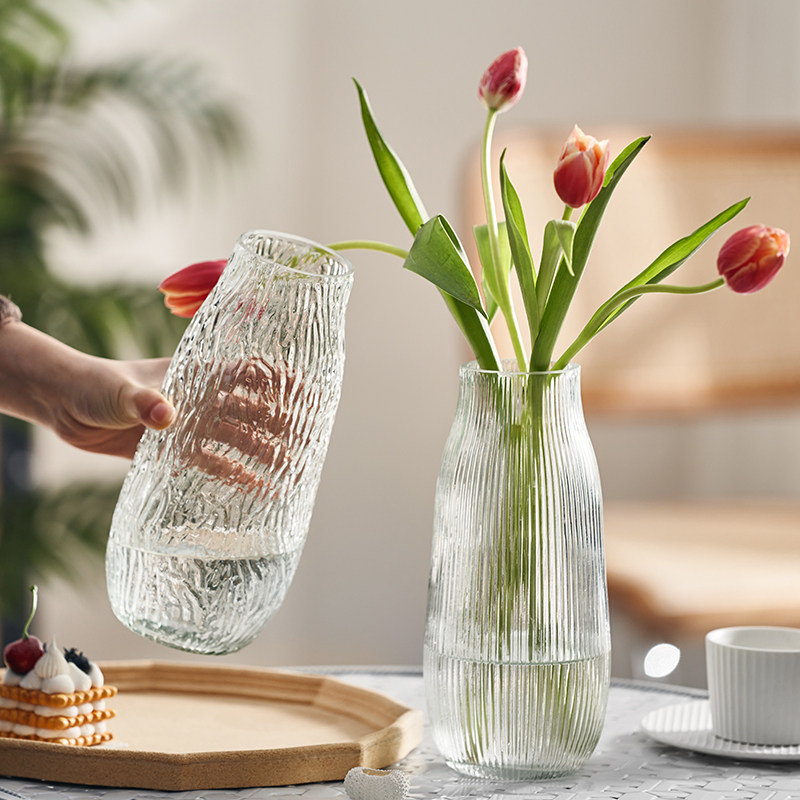 高级感浮雕玻璃花瓶大透明小清新 ins风客厅水养鲜花插花摆件轻奢,鲜花速递/花卉仿真/绿植园艺,花瓶,淘宝优惠券,粉丝福利购,淘宝优惠卷