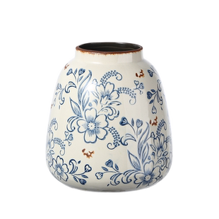 复古斑驳做旧青花瓷花瓶大陶瓷摆件创意客厅水养插花高级感新中式