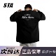 STA旗舰店美式 字母印花长袖 男女潮牌高街重磅纯棉黑色情侣卫衣
