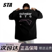 男女秋季 STA旗舰店潮牌美式 字母长袖 高街重磅纯棉情侣黑色卫衣