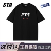 美式 STA旗舰店搞怪猫眼印花短袖 男女夏季 潮牌重磅纯棉宽松情侣t恤