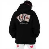 STA旗舰店扑克牌连帽卫衣男女美式 潮牌高街复古重磅纯棉黑色外套