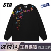 男女秋季 STA旗舰店美式 潮牌涂鸦印花长袖 高街重磅纯棉情侣卫衣