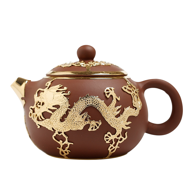 吉祥缘中式金镶玉紫砂茶壶