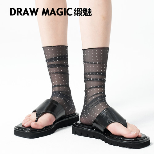 堆堆袜时髦波点踩脚袜套袜子女夏季薄款冰丝莱赛尔小腿袜韩系腿套