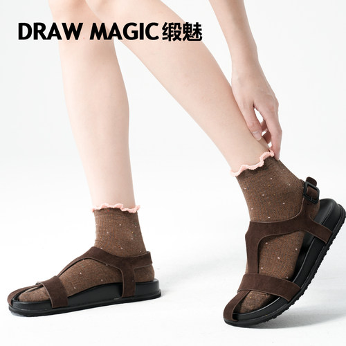 夏天日系彩点纱时尚撞色木耳边圆点波点袜子女短袜夏季薄款短筒袜