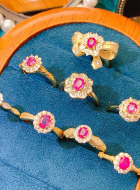 精工s925银镶嵌天然粉蓝宝戒指颜色靓丽款式时尚百搭潮流高净度