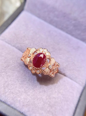 高品质天然红宝石戒指晶体通透艳如烈火让人拥有热情魔力活口设计
