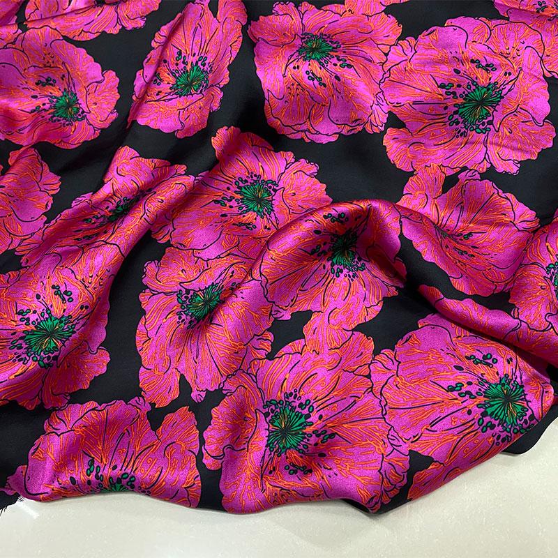 大牌印花全棉缎面衬衫连衣裙面料