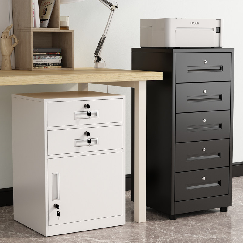 铁皮文件柜办公室矮柜储物柜带锁多层抽屉档案资料柜床头柜小柜子