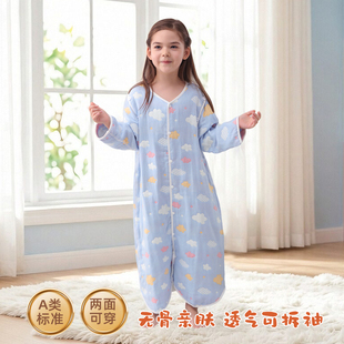 婴儿纱布睡袋春秋四季通用夏季薄款连体睡衣宝宝睡袋儿童防踢被子