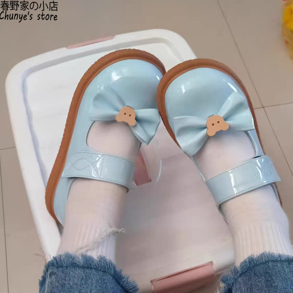 lolita大头鞋jk制服鞋原创圆头日系可爱学生女魔术贴学生小皮鞋女