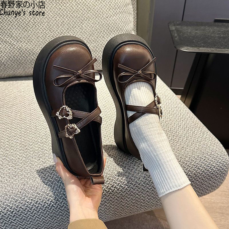 复古圆头玛丽珍单鞋女春野家