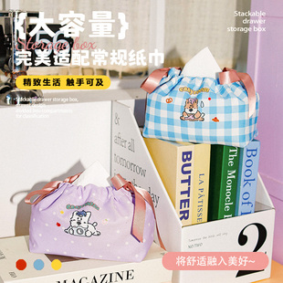 酷丝绵黑线 蓝格修理caca小狗 蝴蝶结束口酷丝绵纸巾收纳