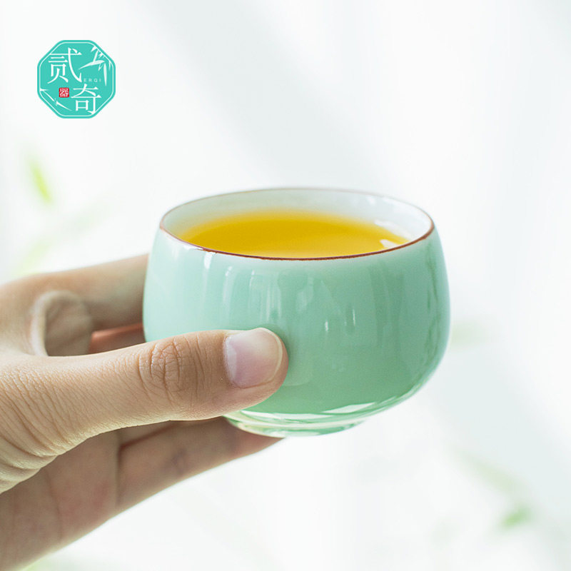 梅子青陶瓷个人单杯茶盏简约茶碗功夫茶杯小清新粉青客人茶杯套装