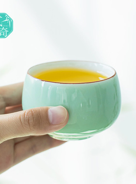 梅子青陶瓷个人单杯茶盏简约茶碗功夫茶杯小清新粉青客人茶杯套装