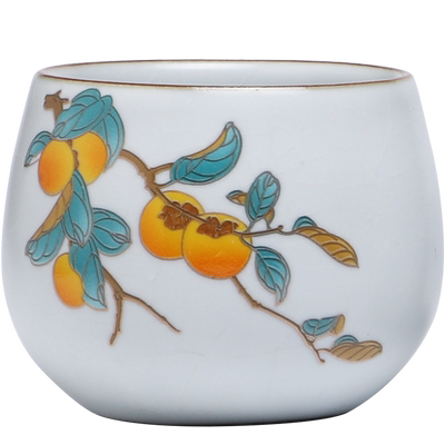 柿子汝窑陶瓷主人杯单杯茶杯