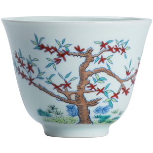 花神杯创意十二月花杯12月陶瓷茶杯功夫茶具杯康熙杯小清新品茗杯