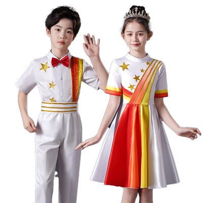 国庆儿童大合唱演出服男女合唱团礼服中小学生诗歌朗诵比赛表演服