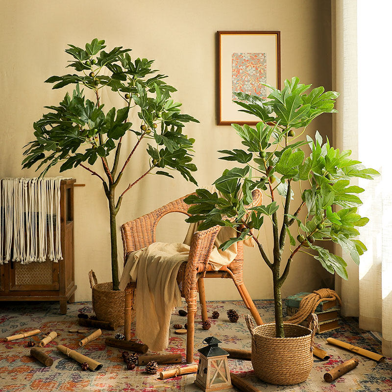 仿真无花果树 客厅盆栽植物大型落地绿植盆景绿叶子北欧ins风摆件