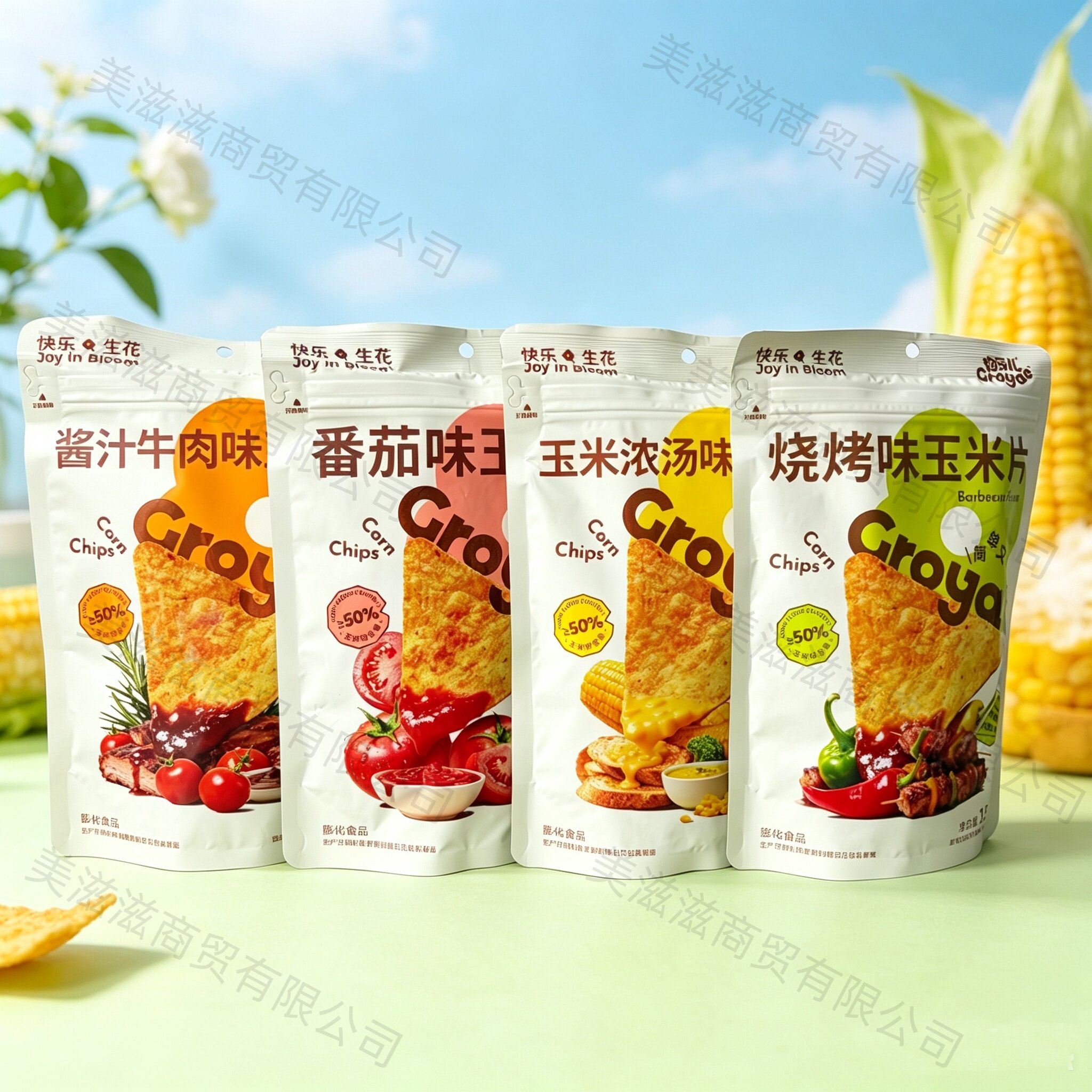 狗牙儿玉米片158克牛肉烧烤番茄玉米味休闲零食袋装食品追剧锅巴