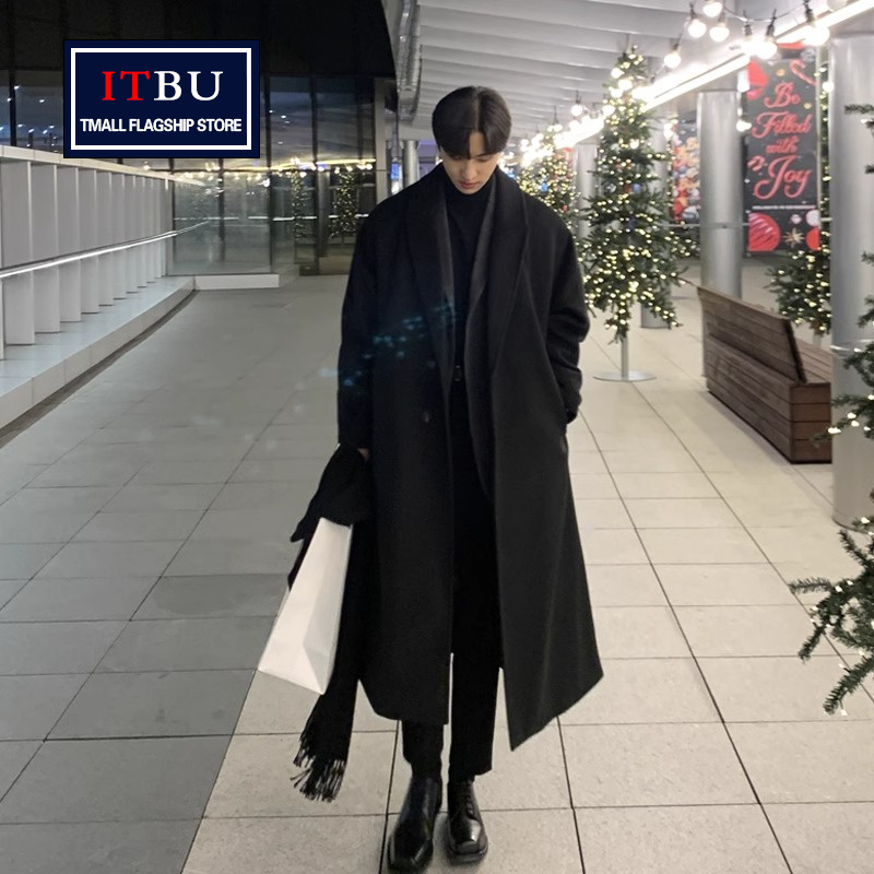 高端毛呢大衣男士春秋冬季加厚风衣中长款过膝韩版高级感外套男款