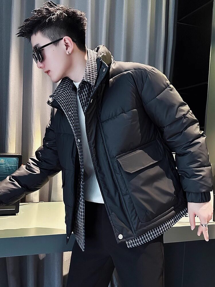 假两件羽绒棉服外套男士冬季2025新款高级感痞帅工装棉衣男款夹克