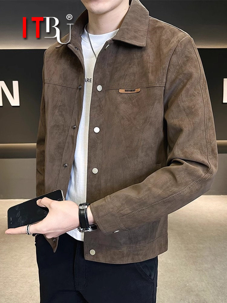 高端麂皮外套男士春秋季2025新款潮牌冬季加绒高级感痞帅夹克男款