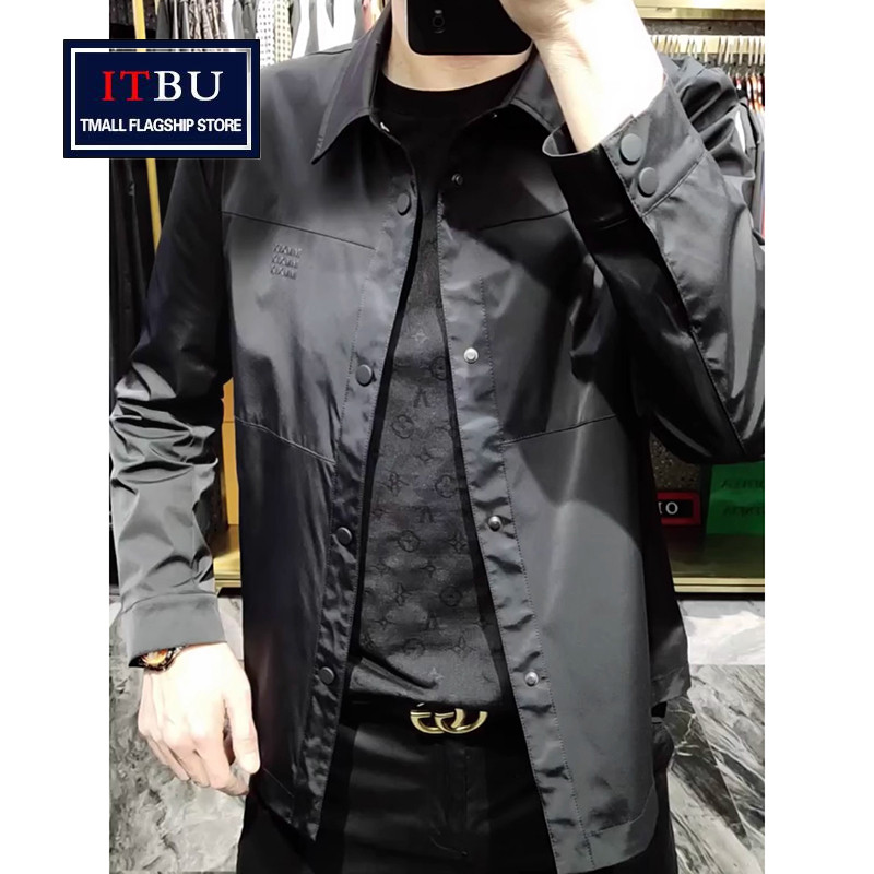 高端行政夹克男士外套春秋款2024新款商务休闲翻领冬季棉衣服男款