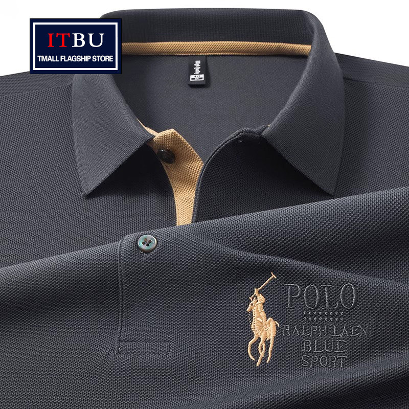 高端刺绣polo衫男士短袖T恤夏季2025新款透气翻领拉夫&middot;劳伦马球