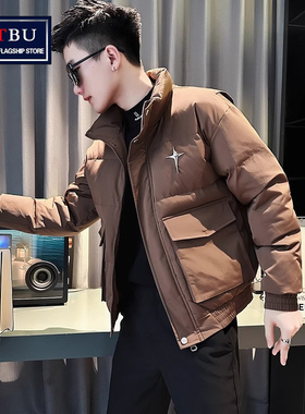 高端立领羽绒棉服外套男士秋冬季2025新款高级感休闲工作服棉衣男