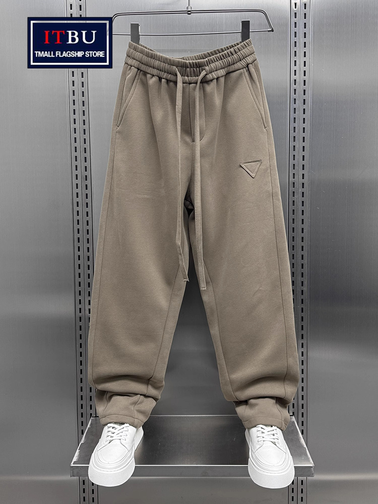 休闲弯刀裤男士春秋冬季2025新款加绒卫裤直筒阔腿运动男裤子男款