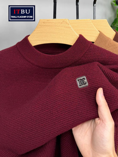 本命年红色半高领毛衣男士秋冬季2025新款加厚保暖针织打底衫男款