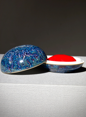 景德镇陶瓷印泥盒小号中号绿色篆刻高顶瓷缸工具文房四宝印泥瓷盒可装40g印泥笔搁水滴