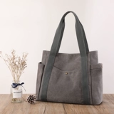 Вместительный и большой шоппер, сумка на одно плечо для отдыха, ткань, в корейском стиле, простой и элегантный дизайн